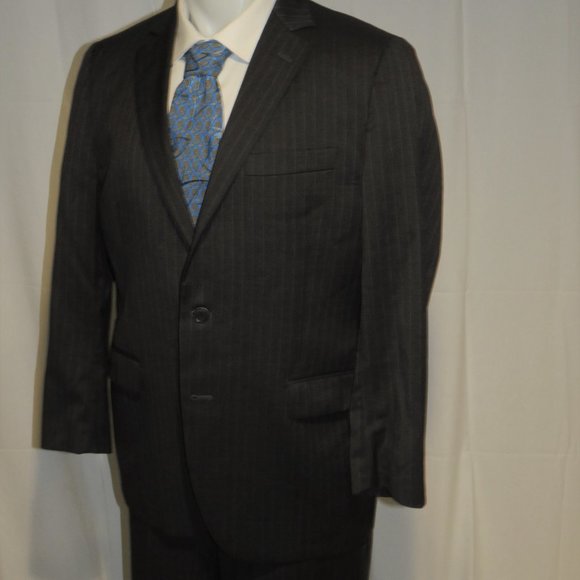 Brooks Brothers 1818 Fitzgerald Estrato Charcoal Stripe Two Button Suit 41R - Picture 5 of 14